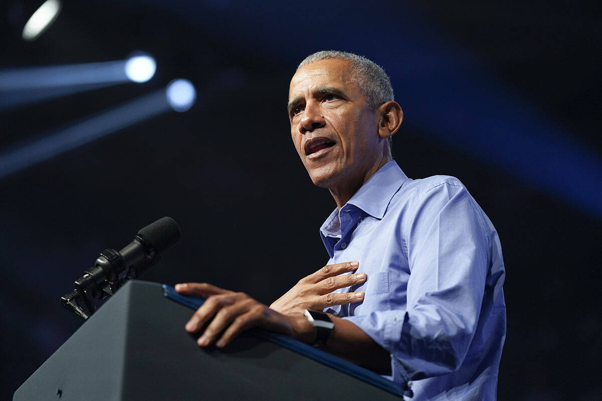 Former President Barack Obama speaks at a campaign rally for Pennsylvania's Democratic gubernat ...
