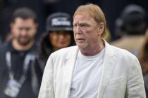 Raiders owner Mark Davis takes the field before an NFL game against the San Francisco 49ers at ...