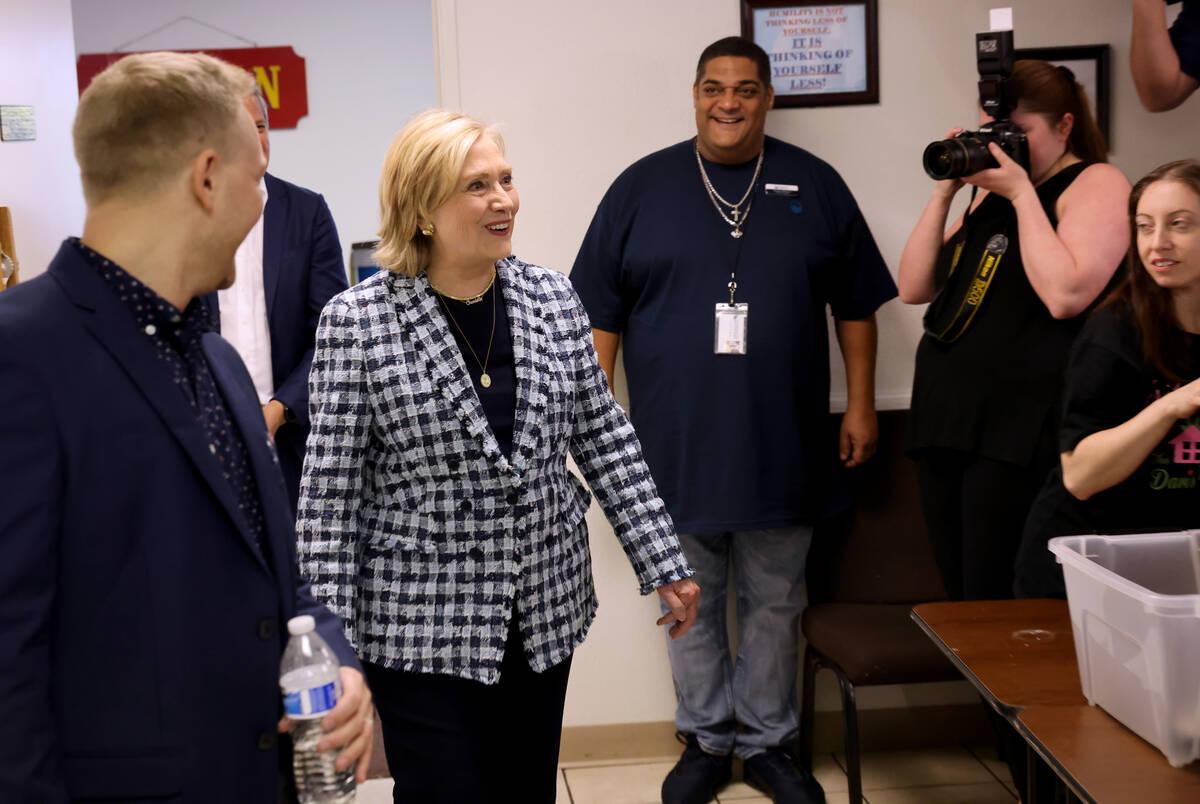 Former Secretary of State Hillary Clinton arrives at Foundation for Recovery in Las Vegas Wedne ...