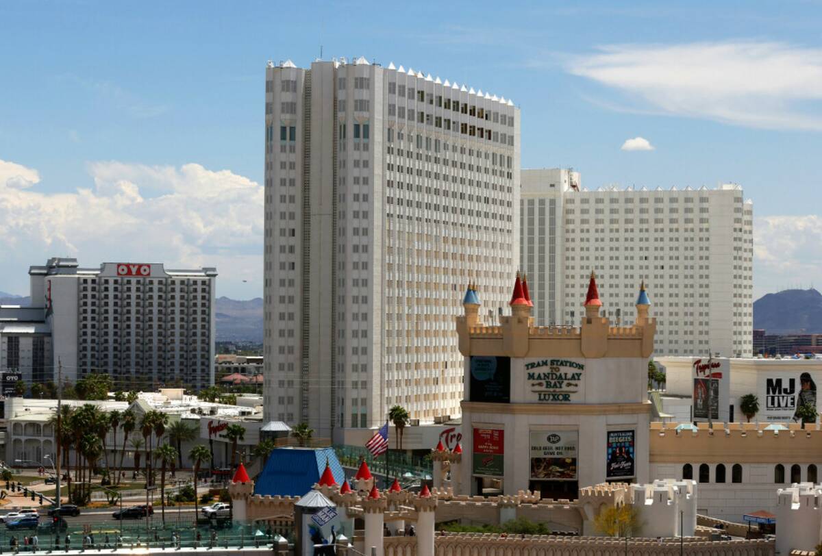 The Tropicana hotel-casino site, seen on Tuesday, May 16, 2023, in Las Vegas. (Bizuayehu Tesfay ...