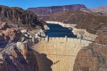 Lake Mead and the Hoover Dam on Tuesday, June 8, 2021, in Boulder City. (Benjamin Hager/Las Veg ...