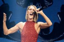 Celine Dion performs during her Courage tour in Quebec City on Sept. 18, 2019. (Jacques Boissi ...