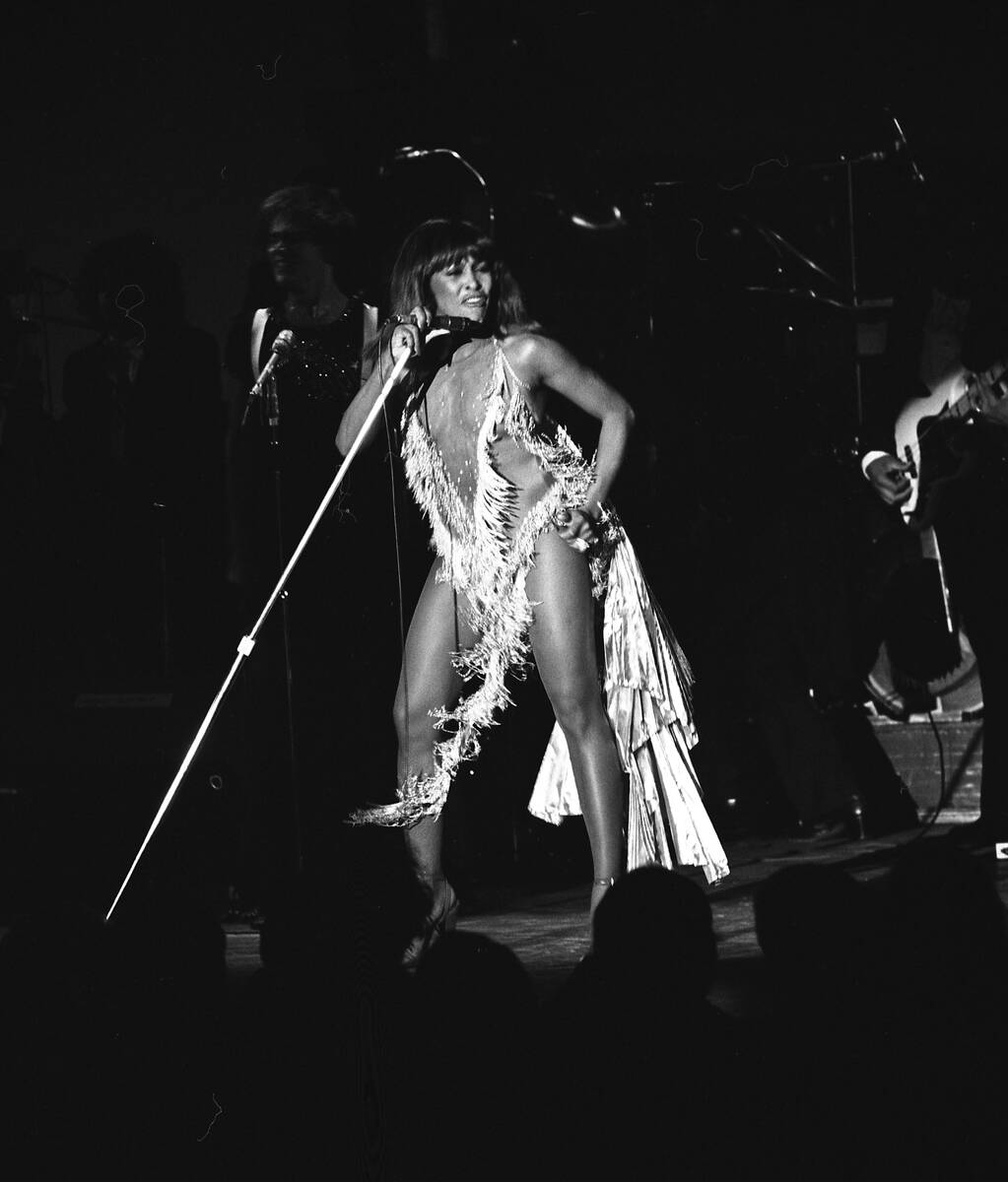 Tina Turner onstage at Caesars Palace on July 21, 1977, in Las Vegas. (Las Vegas News Bureau)