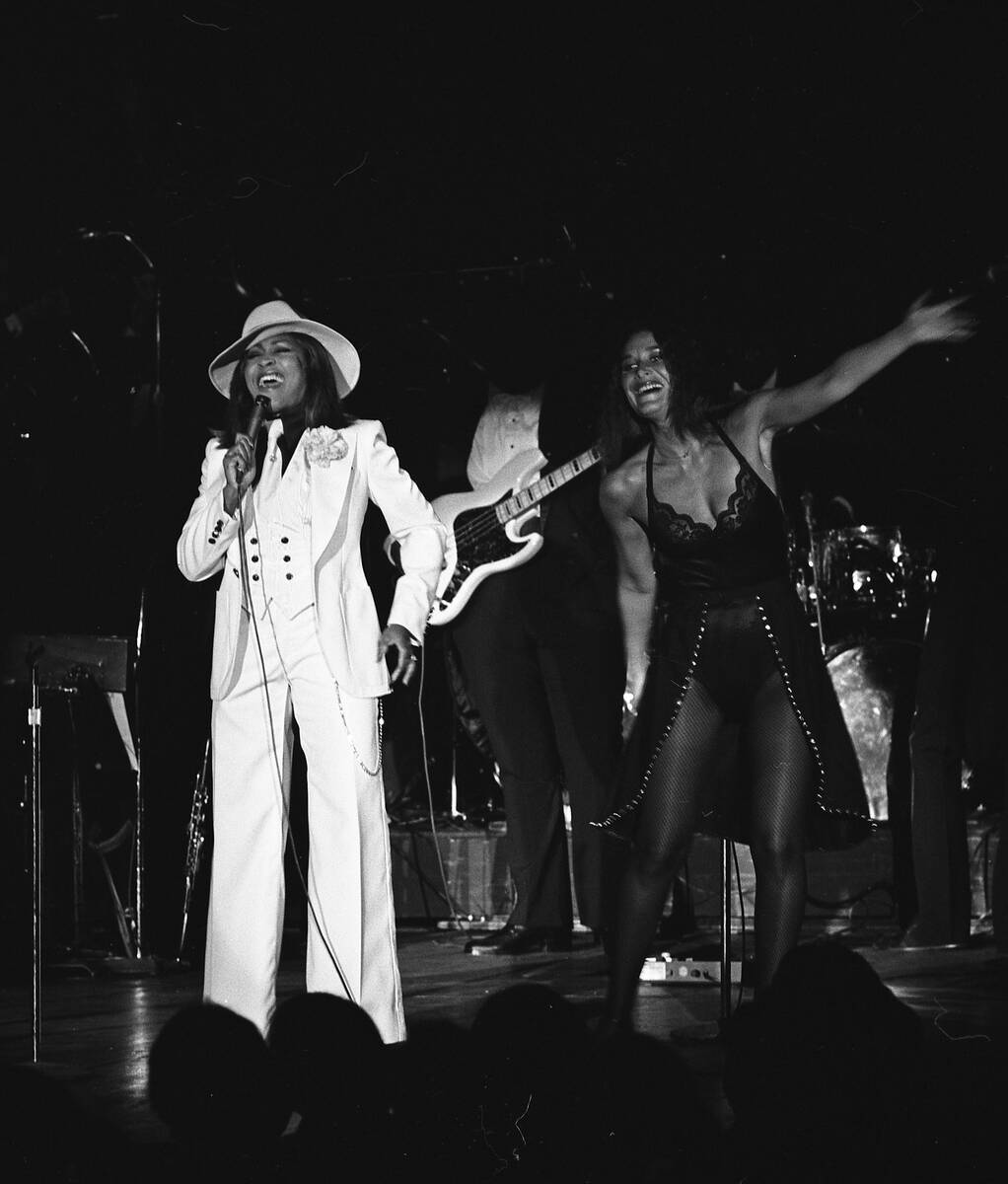Tina Turner onstage at Caesars Palace on July 21, 1977, in Las Vegas. (Las Vegas News Bureau)