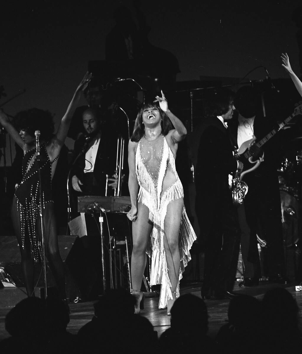 Tina Turner onstage at Caesars Palace on July 21, 1977, in Las Vegas. (Las Vegas News Bureau)