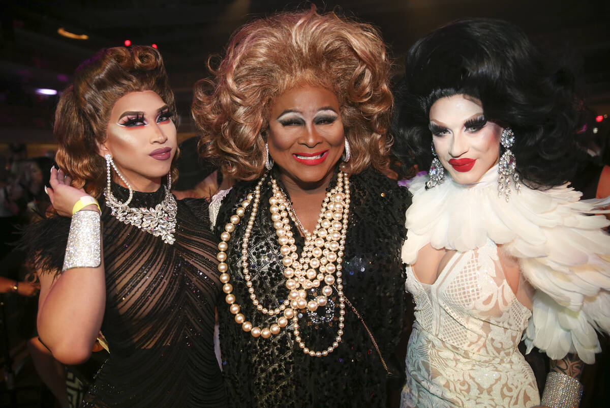 Asia King Adour, from left, Larry Edwards and London Adour during the Aid for AIDS of Nevada 33 ...