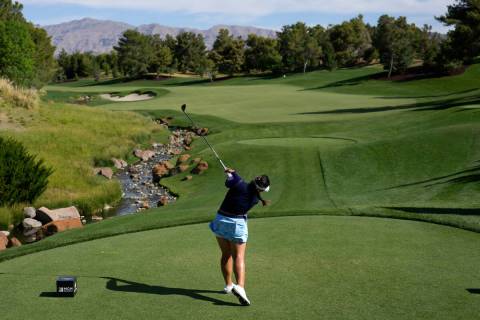 Lilia Vu hits off the first tee during the first day of round-robin play in the LPGA Bank of Ho ...