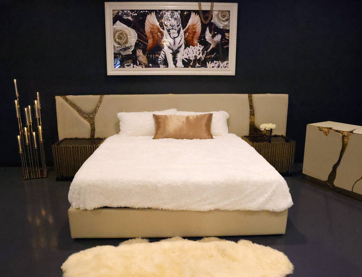 A bedroom set is displayed at Sanctuary Furniture, on Thursday, May 25, 2023, in Las Vegas. (Bi ...