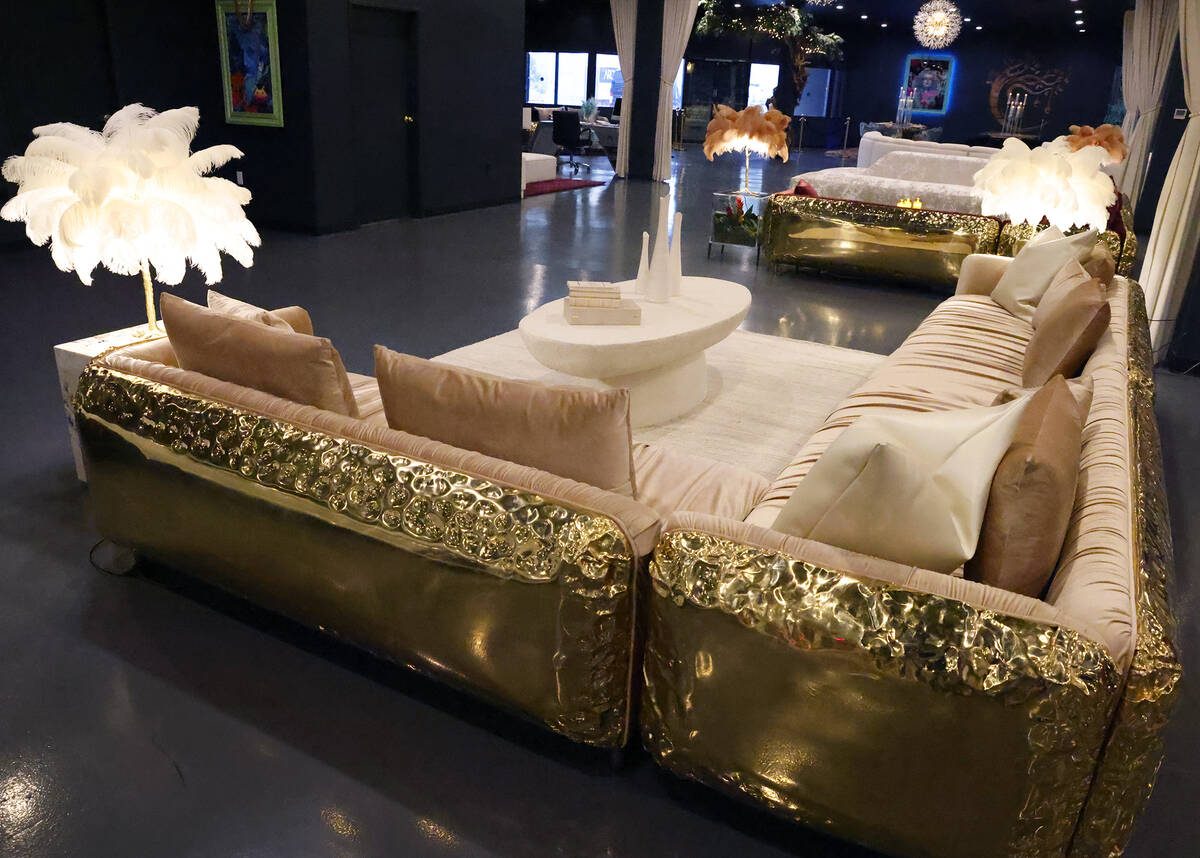 An L-shaped sofa is displayed at Sanctuary Furniture, on Thursday, May 25, 2023, in Las Vegas. ...