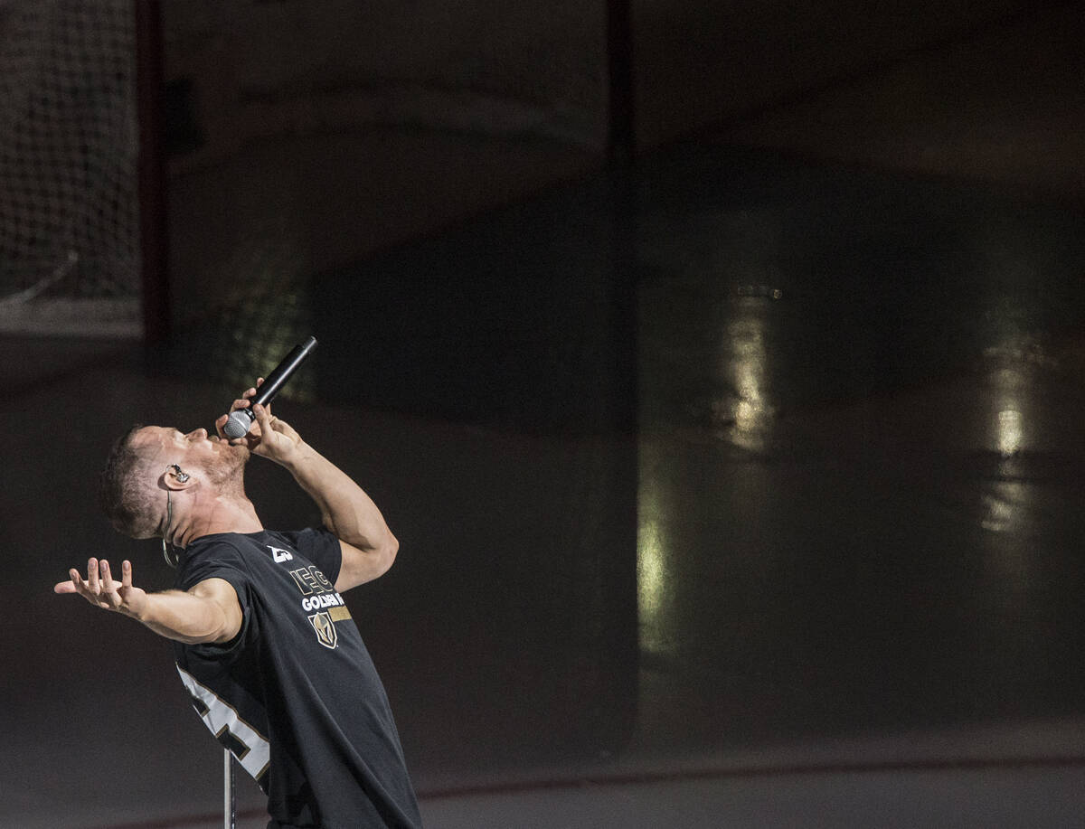 Dan Reynolds, lead singer of Imagine Dragons, performs "Whatever It Takes" before the ...