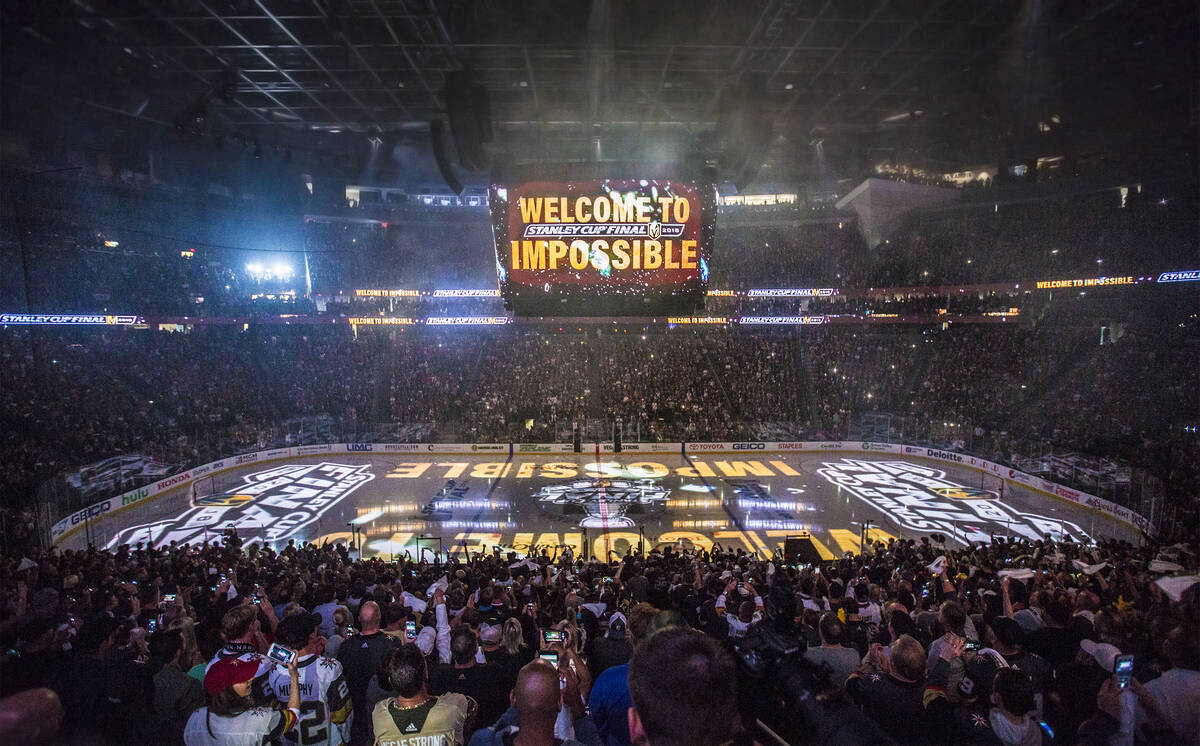T-Mobile Arena is packed for Game 1 of the NHL Stanley Cup Finals before the start of the Golde ...