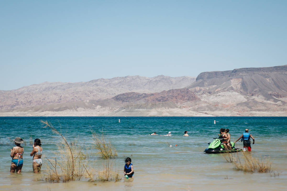 Lake goers spend the afternoon at Lake Mead on Sunday, May 28, 2023, in Boulder City. (Madeline ...