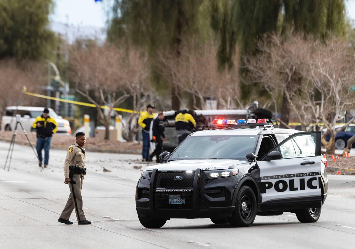 Las Vegas police are investigating following a fatal crash involving a pedestrian at 975 E Saha ...