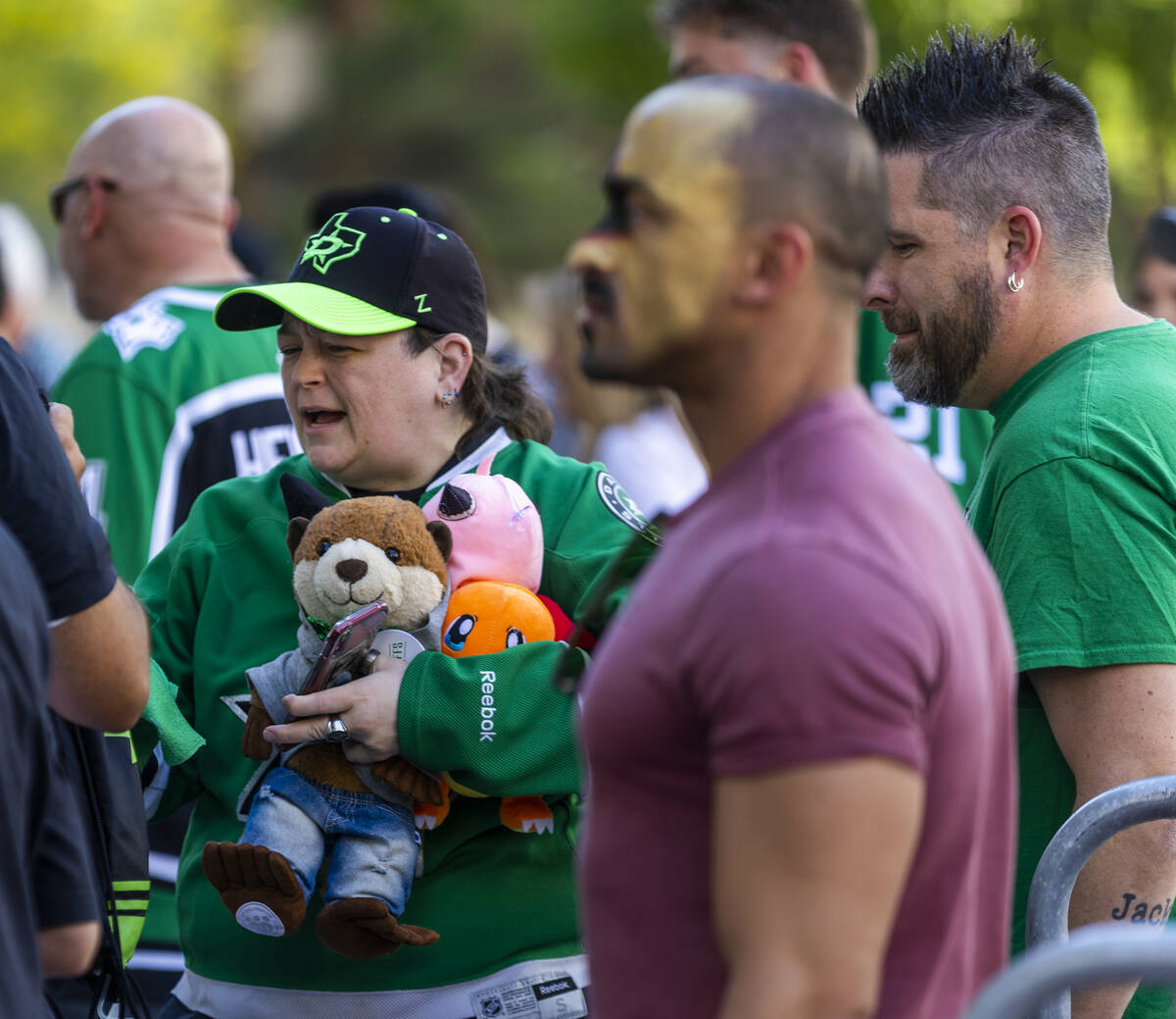 A Dallas Stars fan is turned away at security unable to bring in her stuffed animals outside be ...