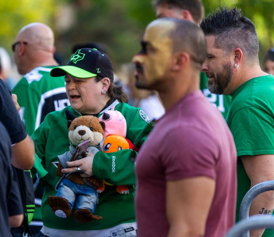 A Dallas Stars fan is turned away at security unable to bring in her stuffed animals outside be ...