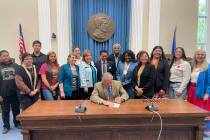 Gov. Joe Lombardo signs Assembly Bill 73 Thursday, May 25, 2023, in Carson City. (Courtesy photo)