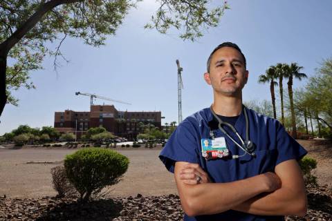 Adrian Martinez, an R.N. at Southern Hills Hospital in Las Vegas before his shift Friday, May 2 ...