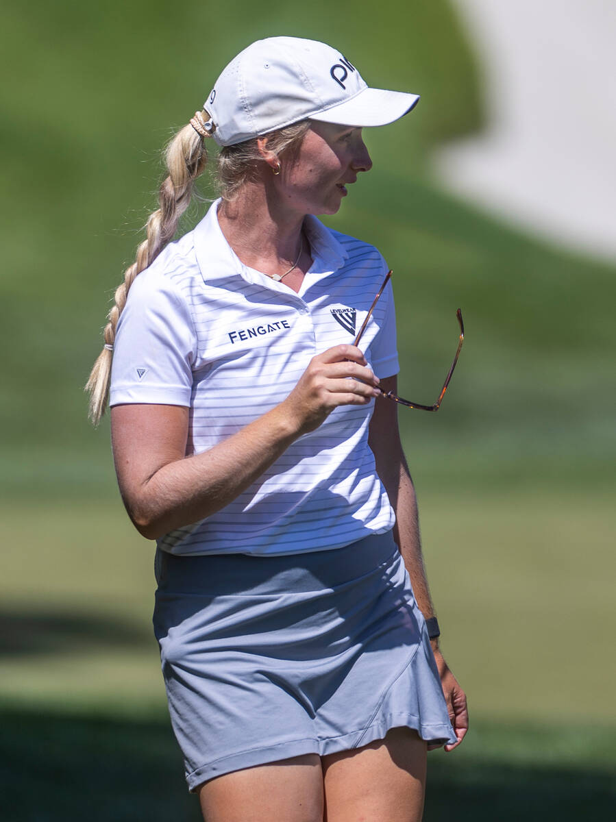 Maddie Szewryk walks onto the green at hole 9 during the third day of Bank of Hope LPGA Match P ...