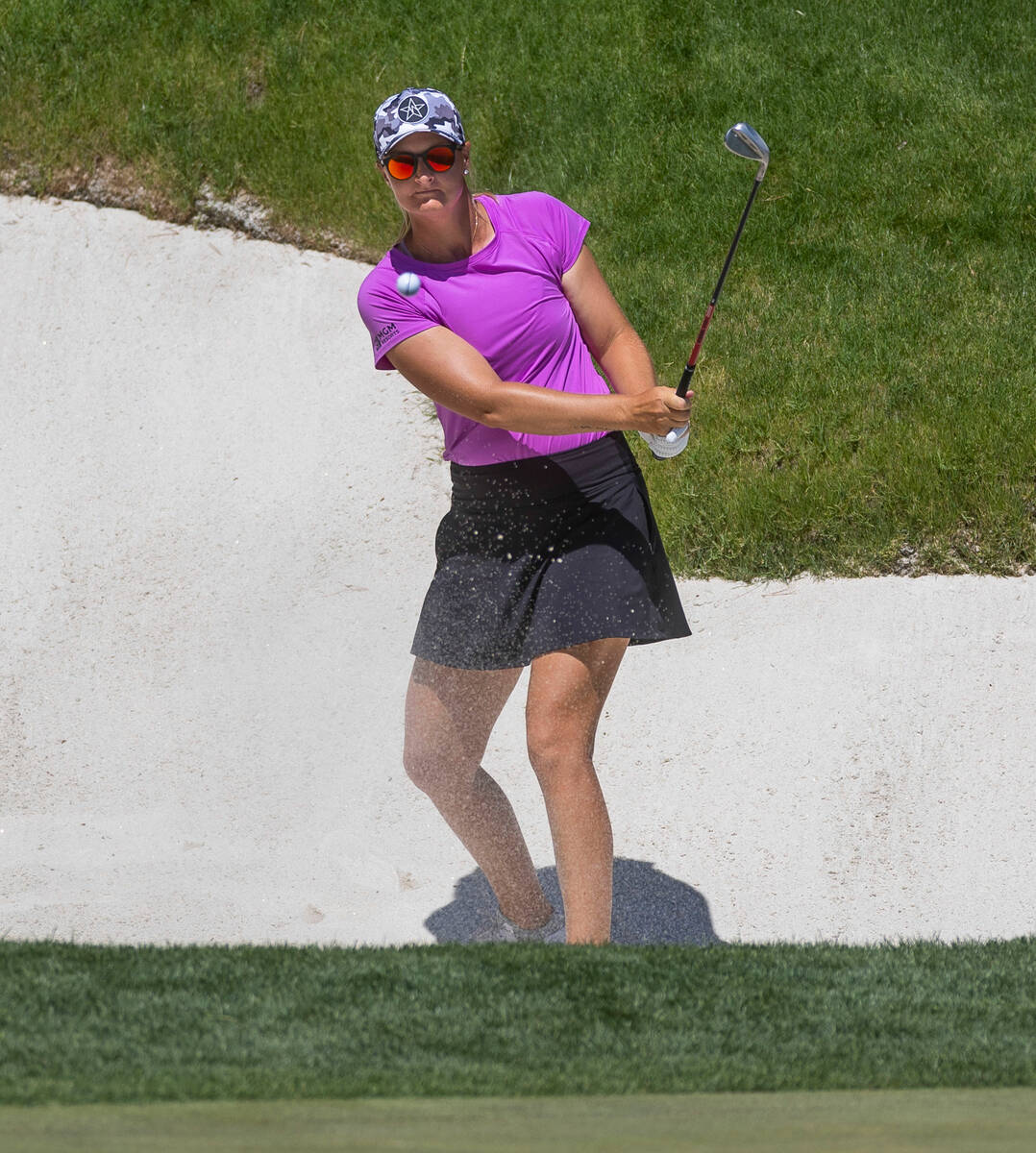 Anna Nordqvist watches the ball land onto the green at hole 9 during the third day of Bank of H ...