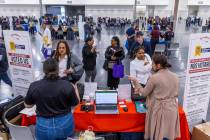 Station Casinos staff talk with job seekers as more than 100 employers at the annual Spring Job ...