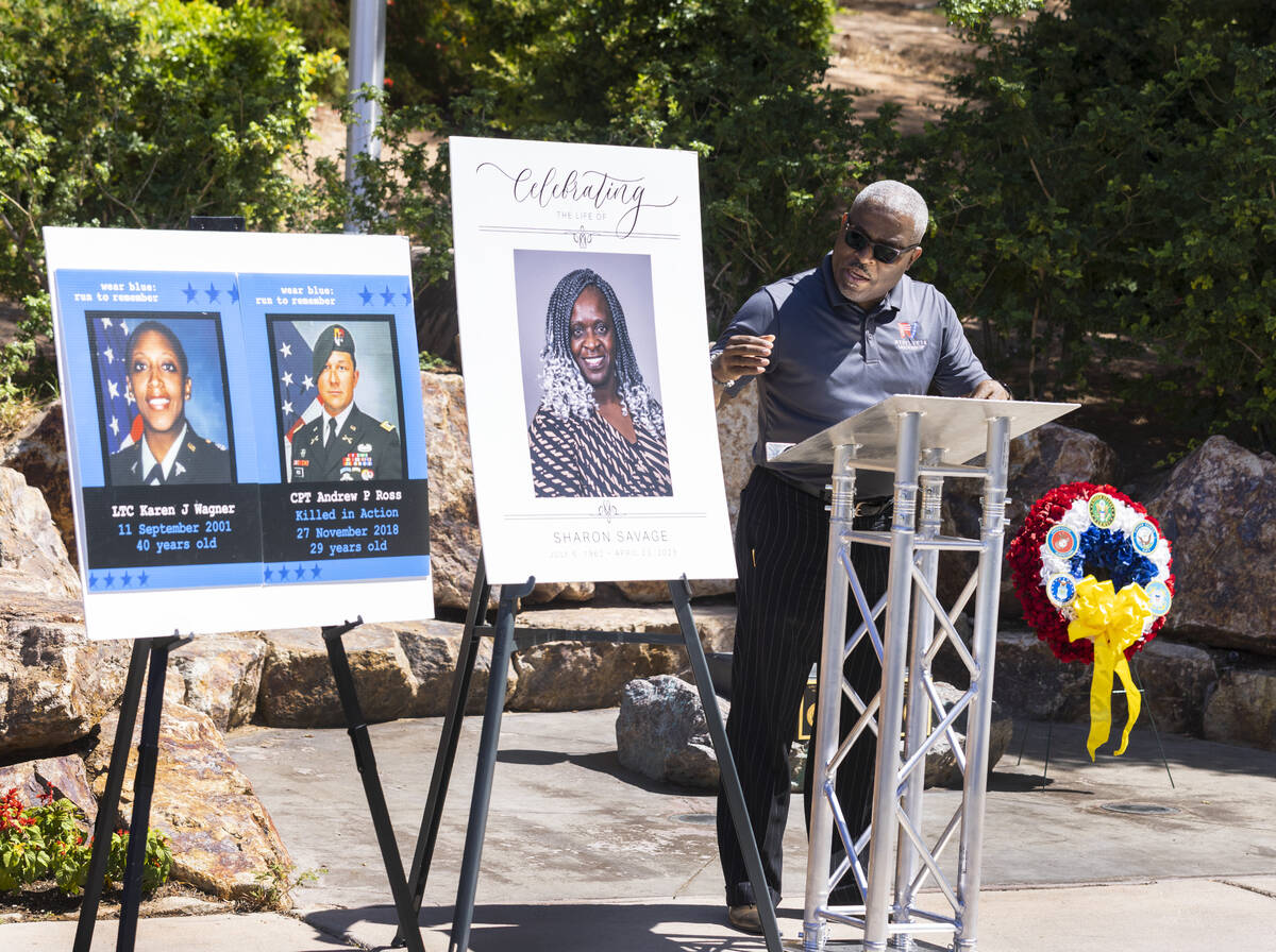 Photographs of LTC Karen Wgner, left, CPT Andrew Ross and Sharon Savage are displayed as Calude ...