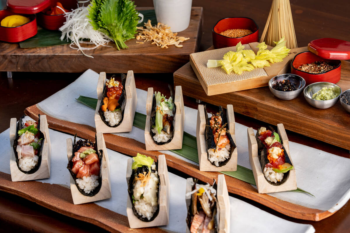 Signature open-face sushi hand rolls from Mizunara restaurant in The Sundry food hall, opening ...