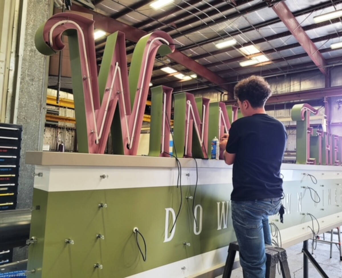 The sign for Winnie & Ethel's Downtown Diner in Las Vegas is currently under fabrication in lat ...