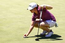 Leona Maguire lines up a putt shot at the 13th hole during the second round of the Bank of Hope ...