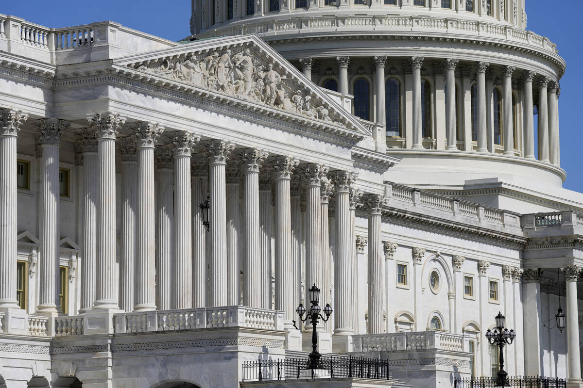 The Sun shines on the U.S. Capitol in Washington, Saturday, May 27, 2023. House negotiators lef ...