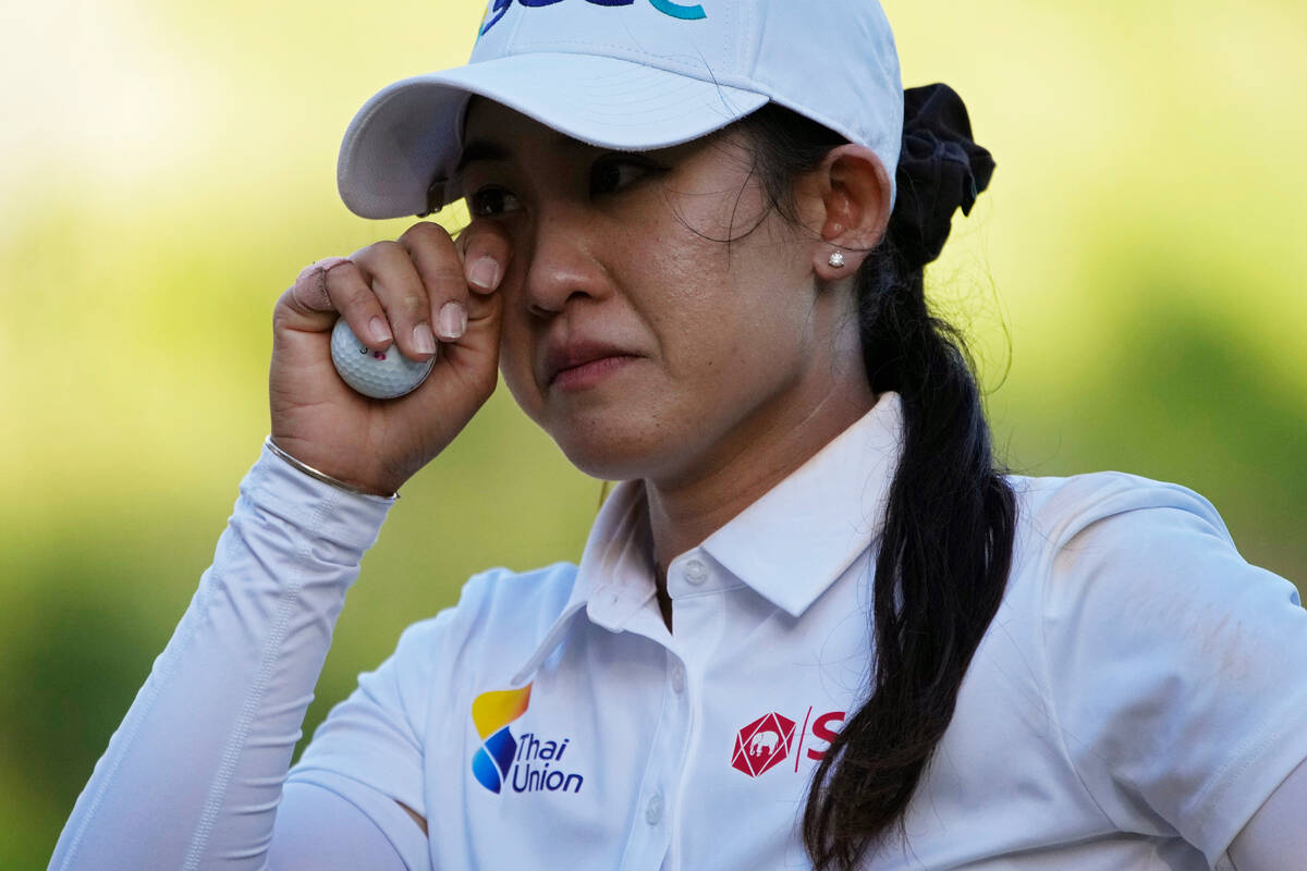 Pajaree Anannarukarn wipes tears from her eyes after winning the LPGA Bank of Hope Match Play g ...