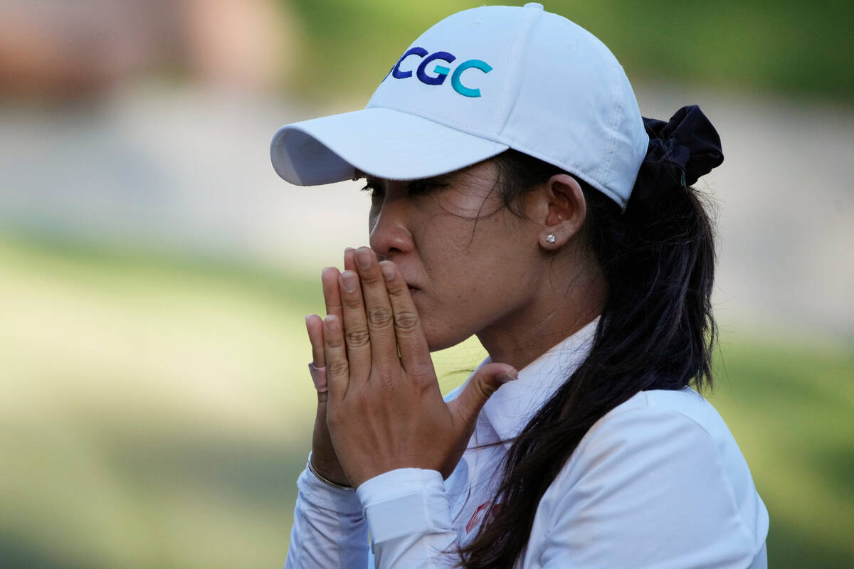 Pajaree Anannarukarn reacts after winning the LPGA Bank of Hope Match Play golf tournament Sund ...