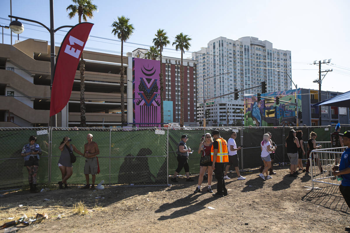 Fans arrive for the Punk Rock Bowling music festival on Saturday, May 27, 2023, in downtown Las ...