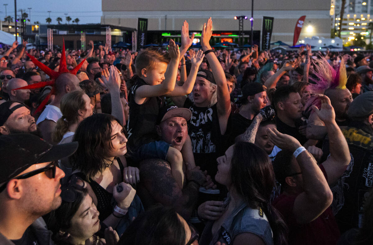 Fans cheer as The Interrupters perform during the Punk Rock Bowling music festival on Saturday, ...