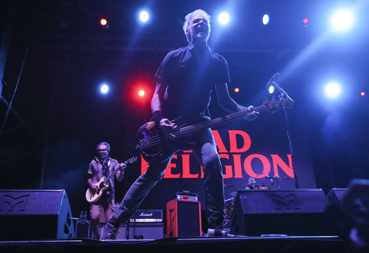 Jay Bentley of Bad Religion performs during the Punk Rock Bowling music festival on Saturday, M ...
