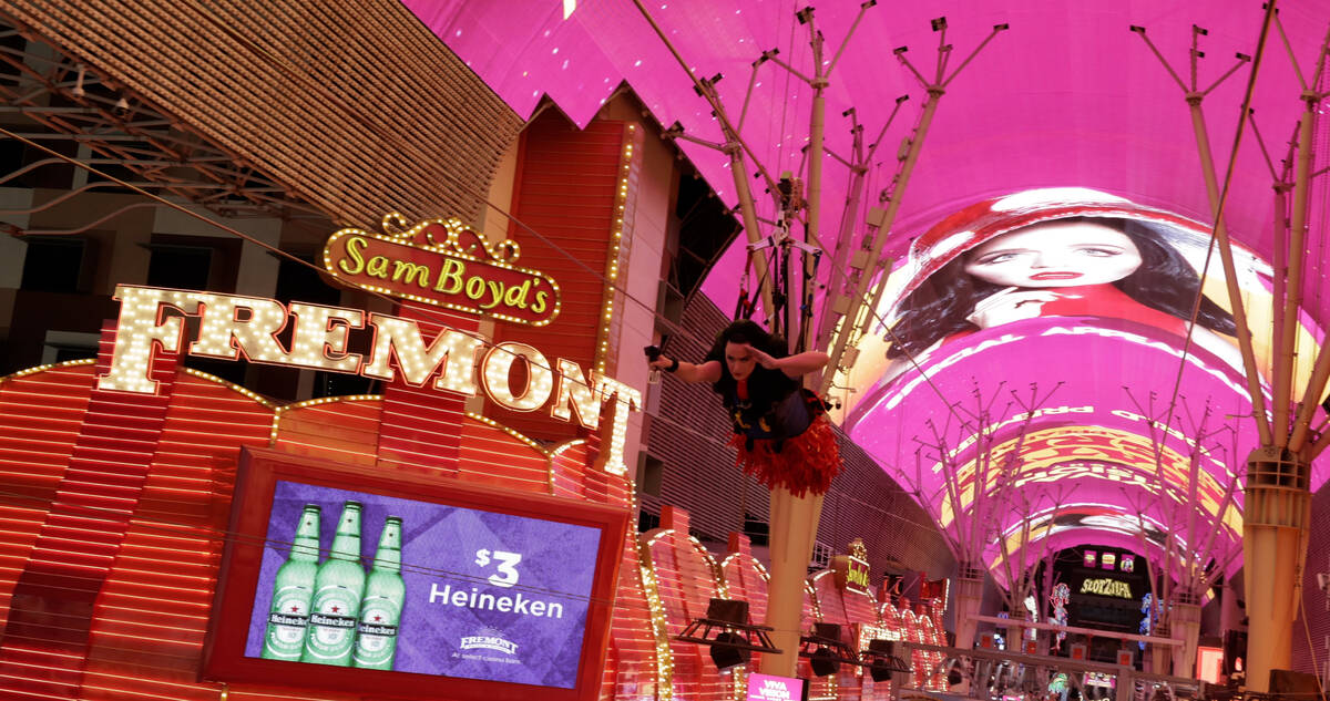 Pop star and Resorts World Theater headliner Katy Perry appears at Fremont Street Experience to ...