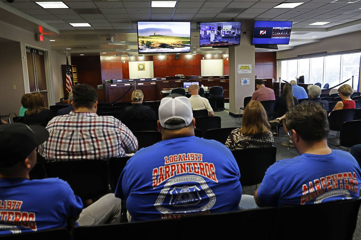 People listen during a joint meeting of the Senate Committee on Finance and the Assembly Commit ...