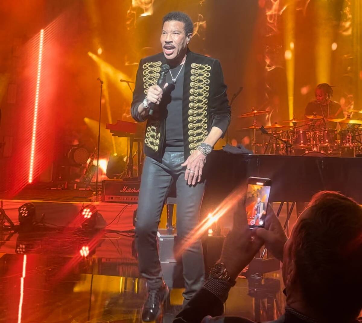 A video screen-grab of Lionel Richie is shown at Red Rock Resort during the 60th-birthday celeb ...