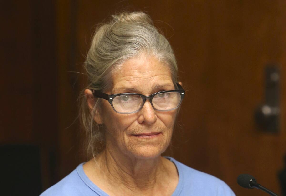 Leslie Van Houten attends her parole hearing at the California Institution for Women in Corona, ...