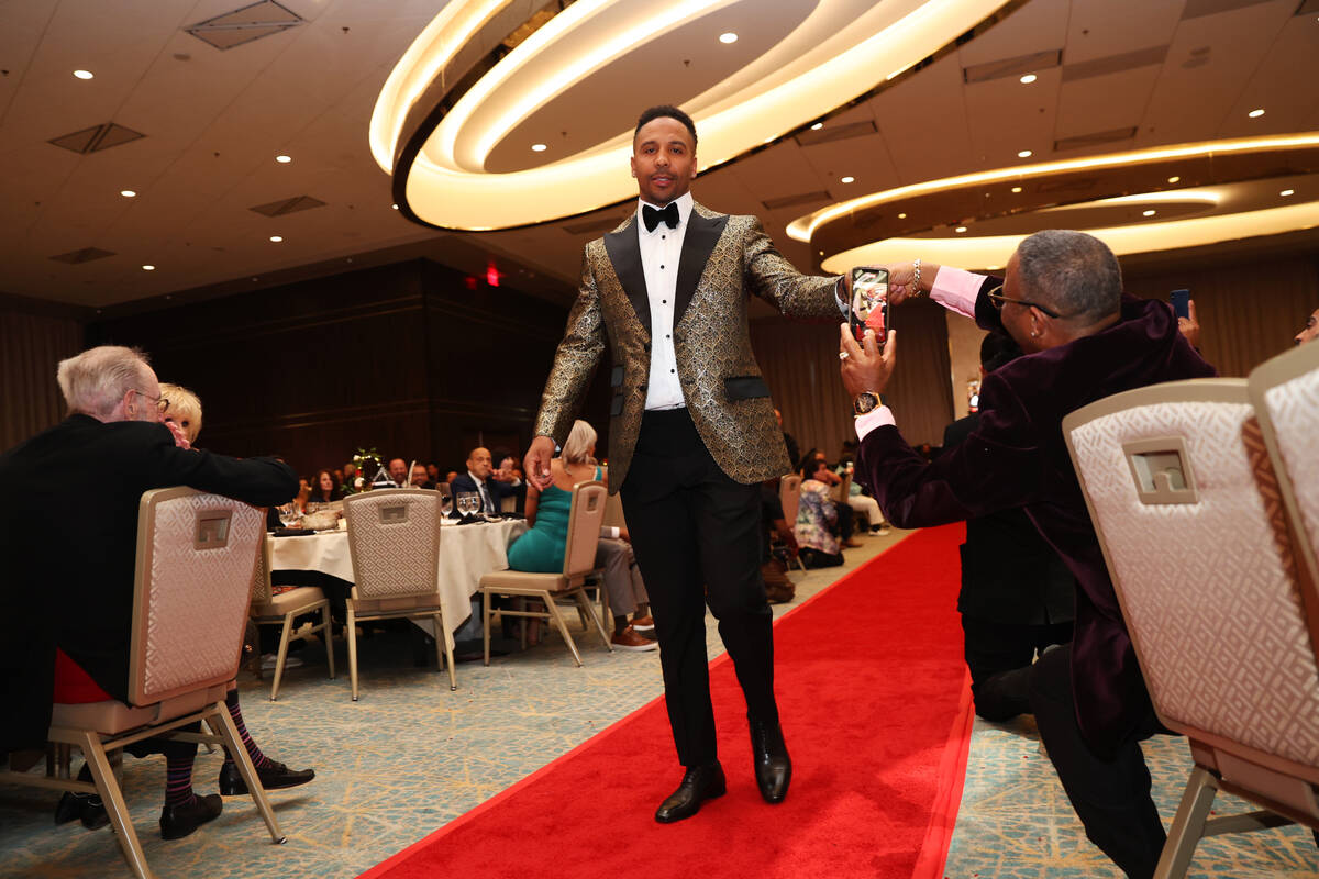 Retired boxer Andre Ward is honored during the Nevada Boxing Hall of Fame Induction Ceremony at ...