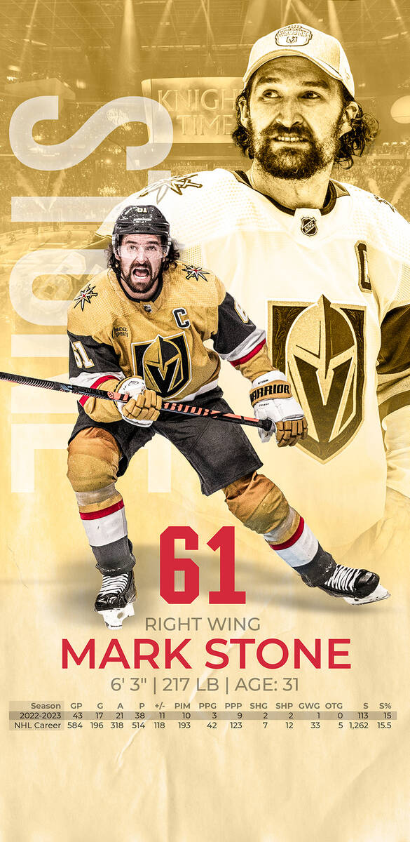 Golden Knights captain Mark Stone. (Wes Rand/Las Vegas Review-Journal)