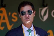 Oakland Athletics President Dave Kaval before a baseball game between the Athletics and the New ...