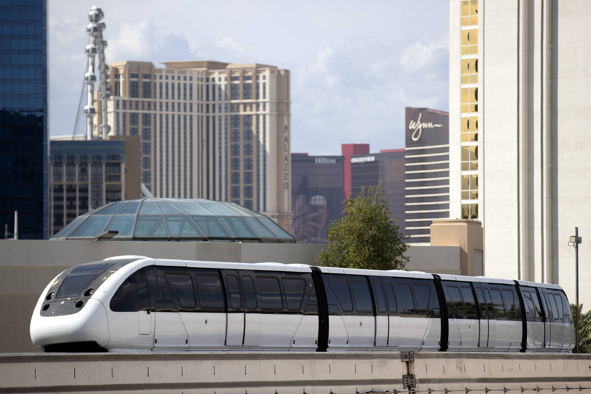 The Las Vegas Monorail travels near MGM Grand on Wednesday, May 31, 2023, in Las Vegas. The aut ...
