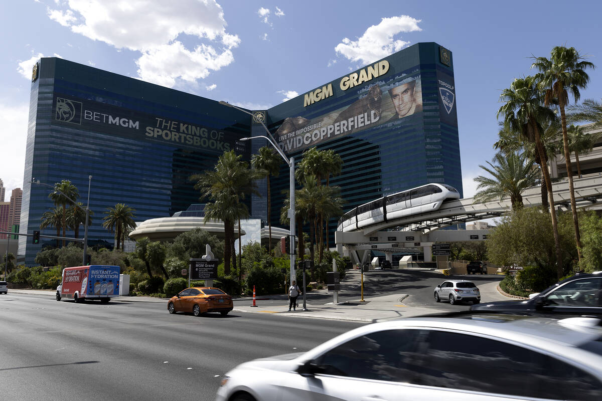 The Las Vegas Monorail travels past MGM Grand on Wednesday, May 31, 2023, in Las Vegas. The aut ...