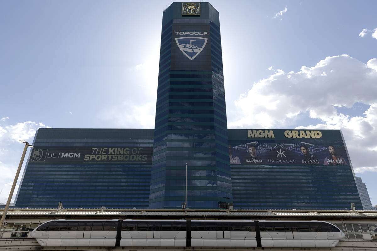 The Las Vegas Monorail stops at MGM Grand on Wednesday, May 31, 2023, in Las Vegas. The automat ...
