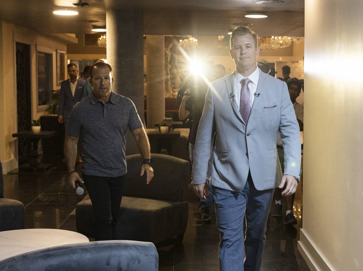Alex Rizk, CEO of Elevation Hotels and Resorts, leads a tour of the Lexi Las Vegas, on Wednesda ...