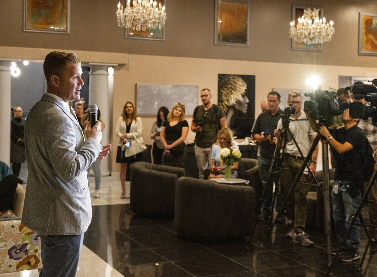 Alex Rizk, CEO of Elevation Hotels and Resorts, speaks before leading a tour of the Lexi Las Ve ...