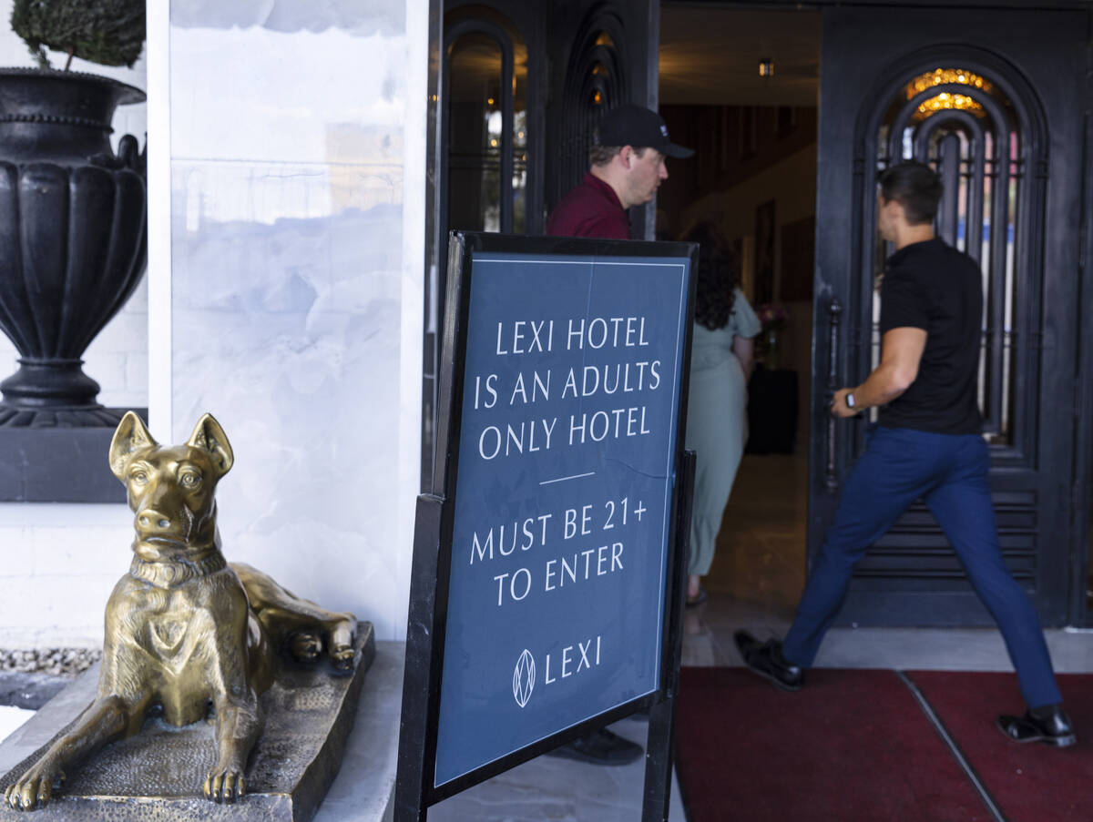 An adults only hotel sign is posted at the Lexi Las Vegas, on Wednesday, May 31, 2023, in Las V ...