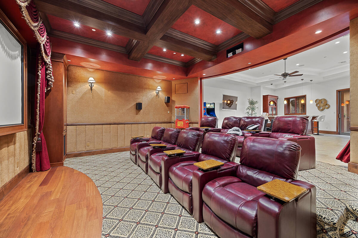 The theater is in the lower-level entertainment area of the home. (Douglas Elliman, Nevada)