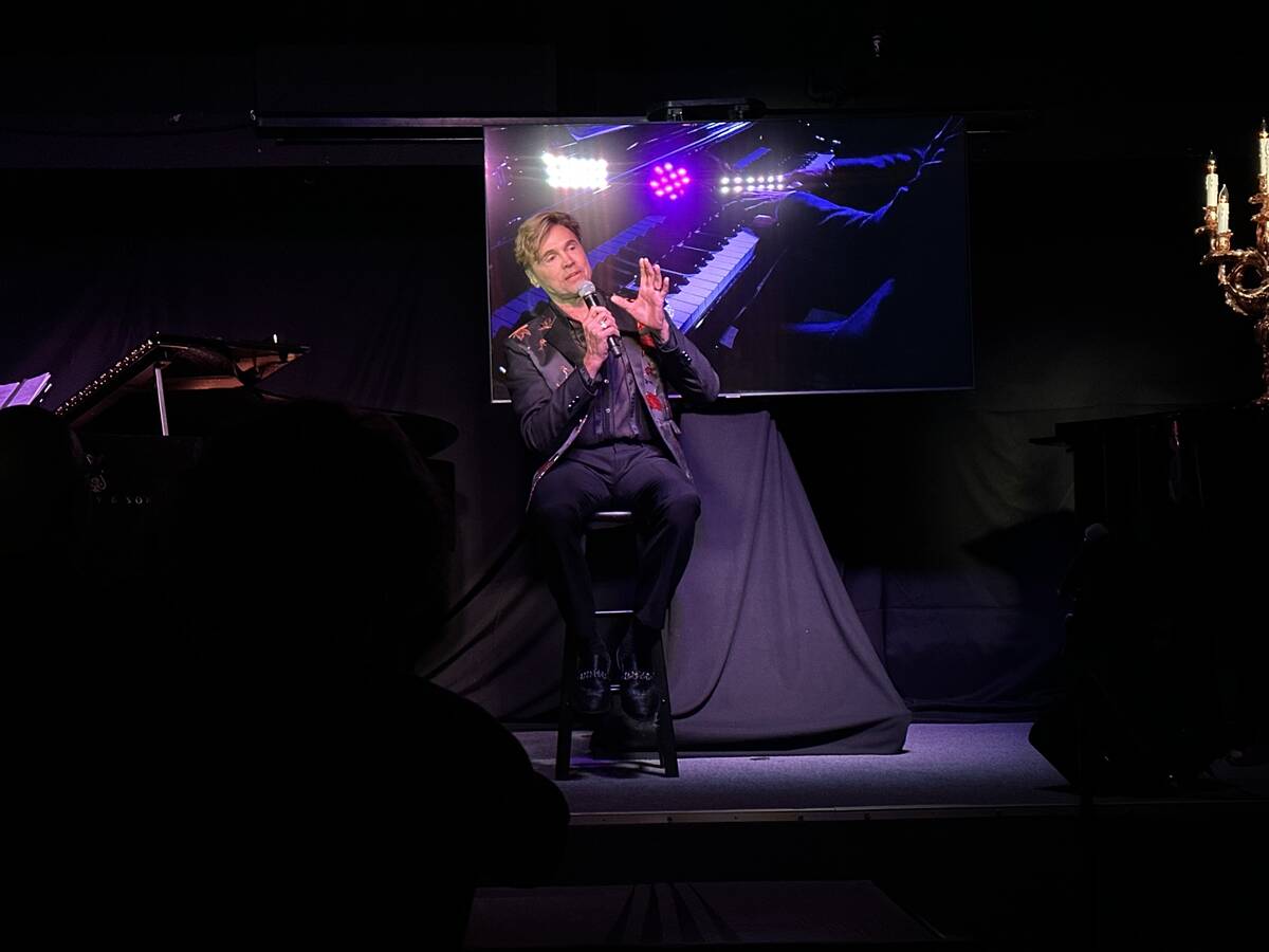 Brent Barrett is shown during a showcase of the Liberace musical "Glitz!" at Coop's Cabaret & H ...