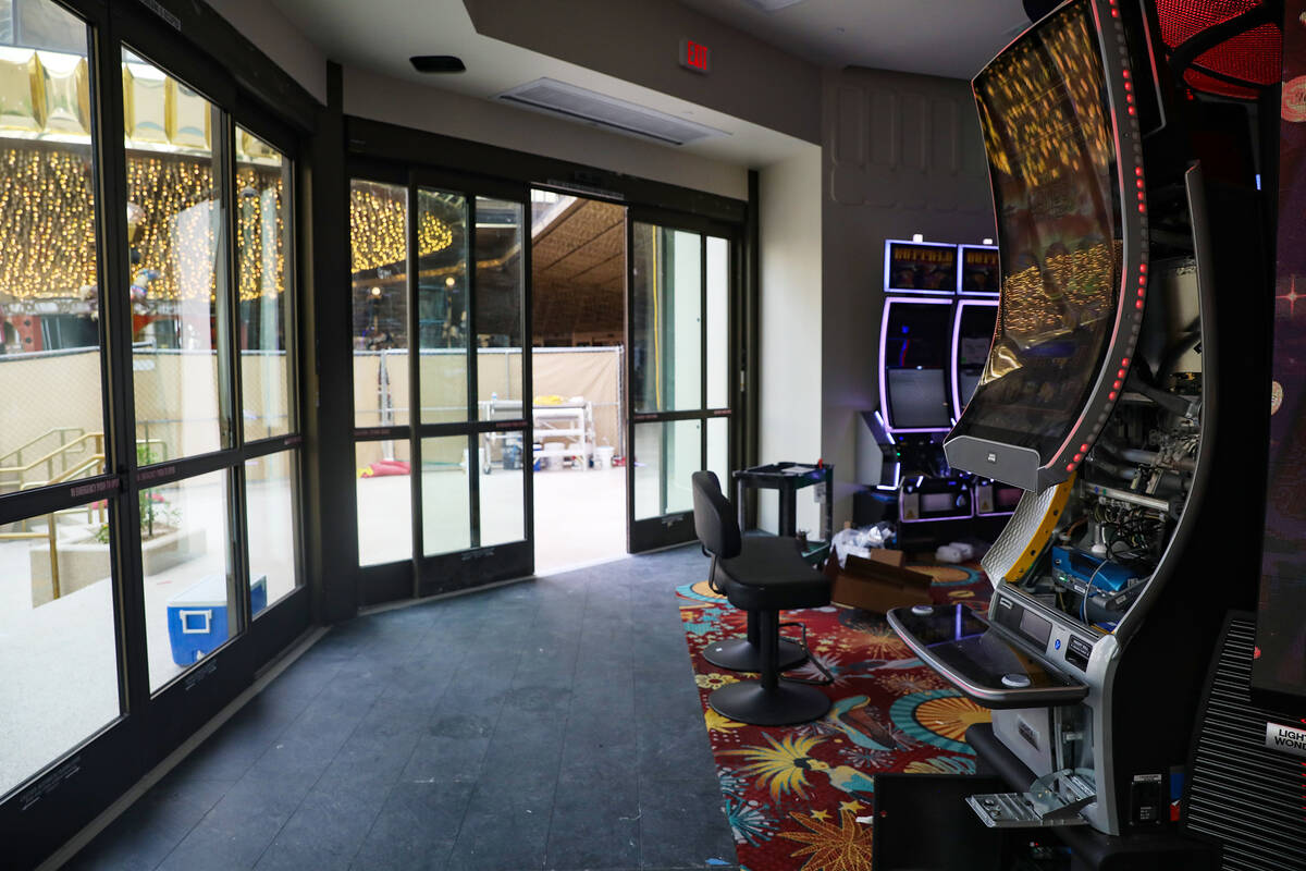 New slot machines are almost finished as part of a facade renovation at the Plaza hotel-casino ...